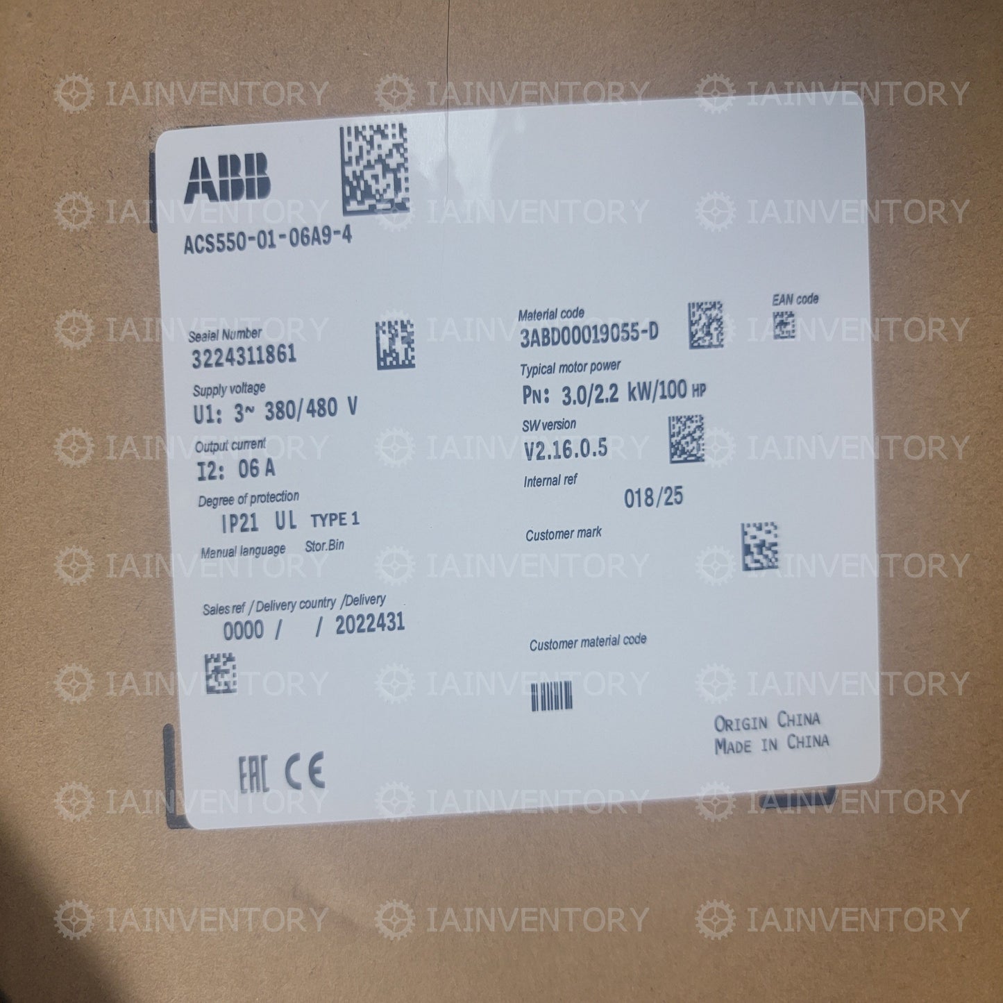 1PCS NEW ABB Inverter ACS550-01-06A9-4 380V 3KW Fast ship with warranty