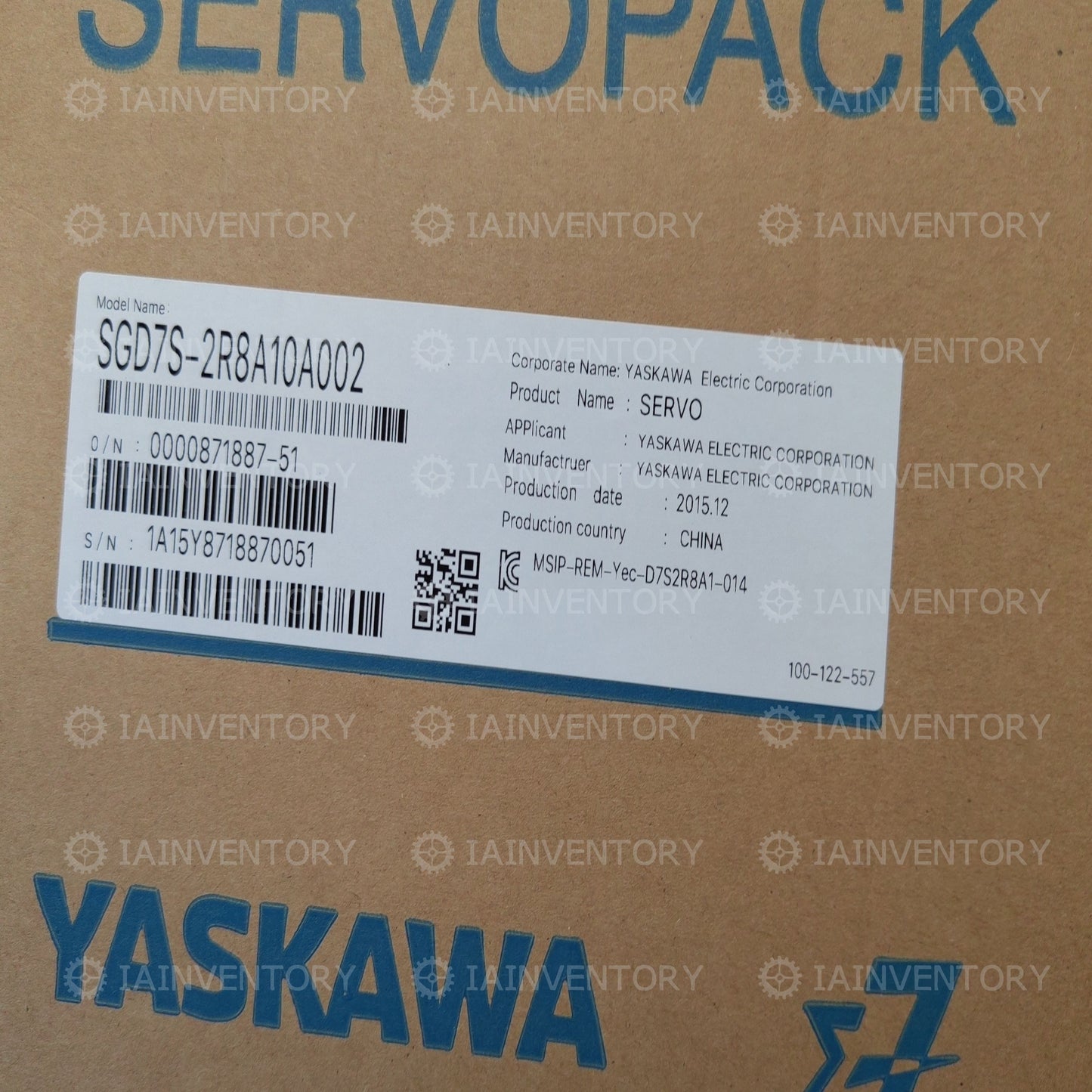 Yaskawa servo SGD7S-2R8A10A
