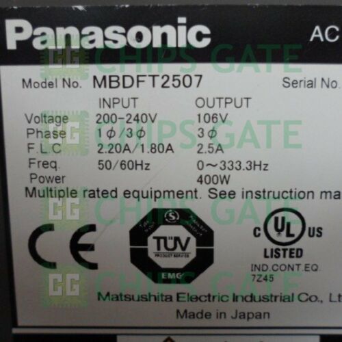 Panasonic servo driver MBDFT2507
