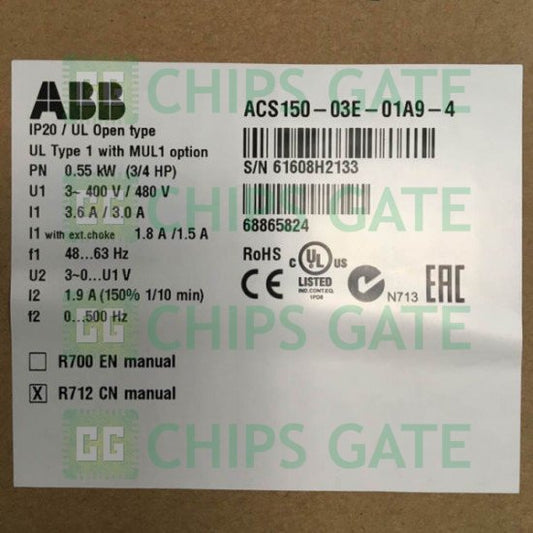 1PCS New ABB Inverter ACS150-03E-01A9-4 220V 0.55KW Fast ship with warranty