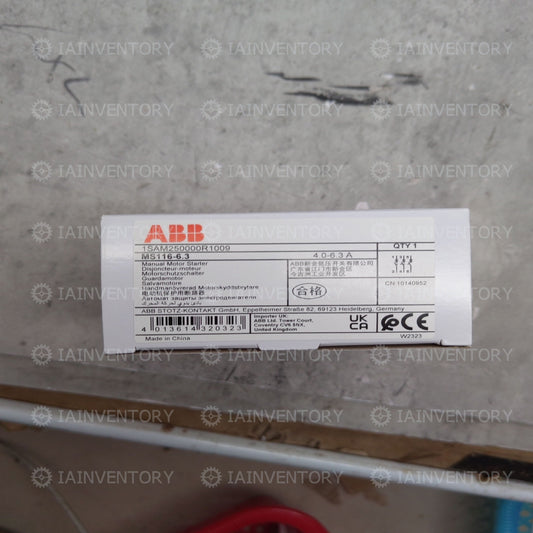 ABB MS116-6.3 Manual Motor Starter 4-6.3A 1SAM250000R1004